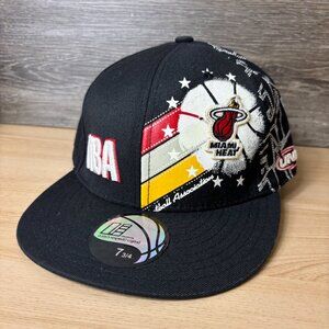 Vintage Miami Heat Hat Cap‎ Fitted 7 3/4 Black NBA Basketball UNK